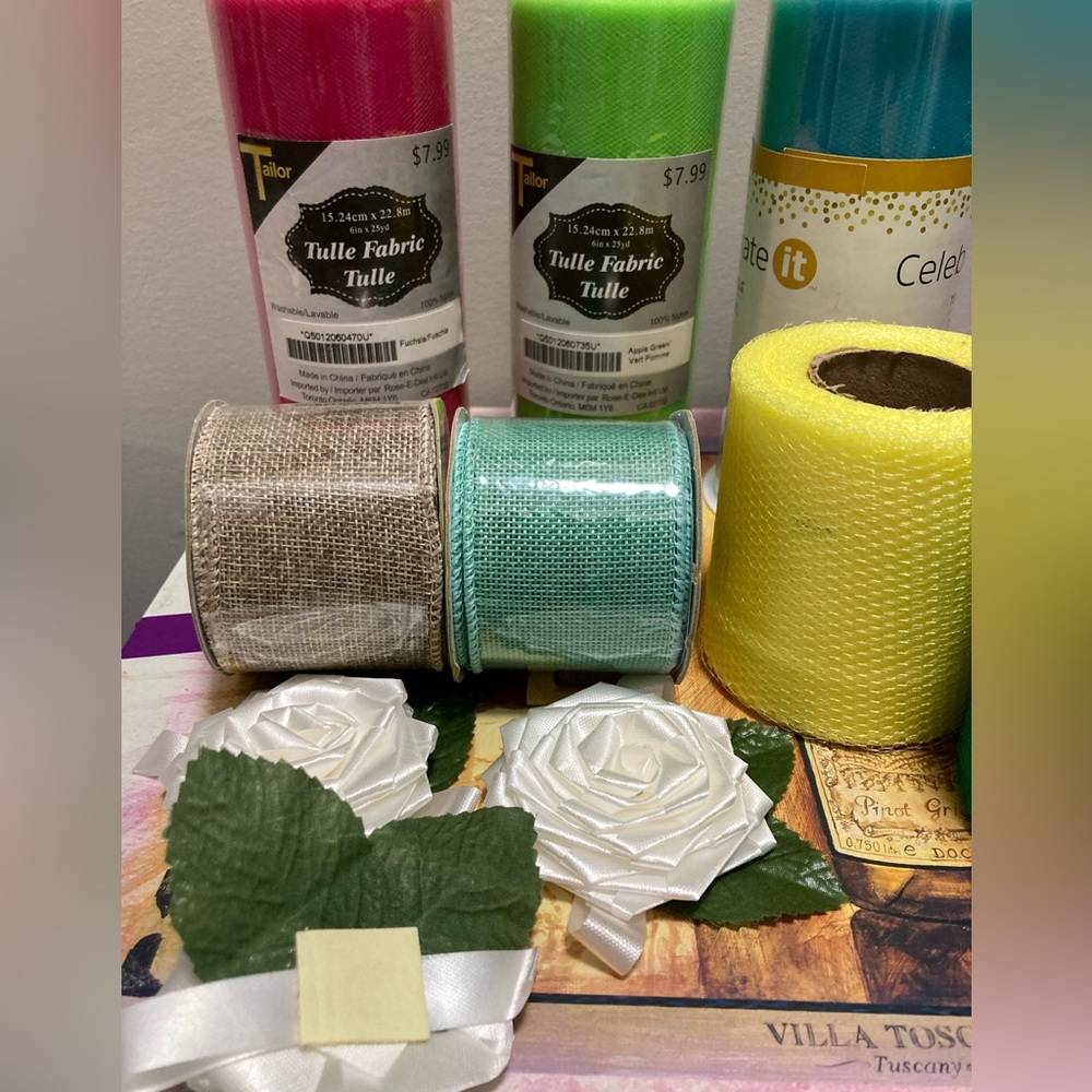 Colorful Tulle and Burlap Ribbon Set - Picture 2 of 3